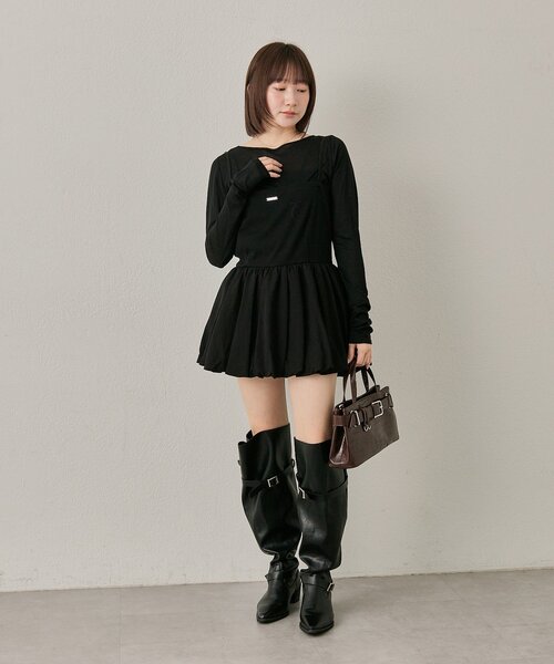 mline（エムライン）の「[mline]【前後2WAY】バルーンZIP キャミワンピ（ワンピース・レディース・ブラック/チャコールグレー・FREE）」の14枚目の写真