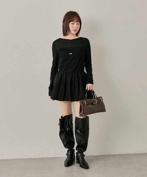 mline（エムライン）の「[mline]【前後2WAY】バルーンZIP キャミワンピ（ワンピース・レディース・ブラック/チャコールグレー・FREE）」の15枚目の写真