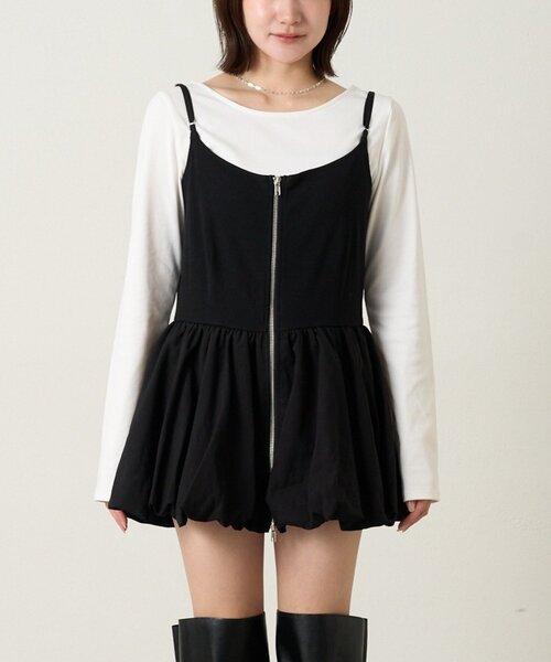 mline（エムライン）の「[mline]【前後2WAY】バルーンZIP キャミワンピ（ワンピース・レディース・ブラック/チャコールグレー・FREE）」の16枚目の写真