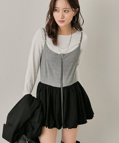 mline（エムライン）の「[mline]【前後2WAY】バルーンZIP キャミワンピ（ワンピース・レディース・ブラック/チャコールグレー・FREE）」の22枚目の写真