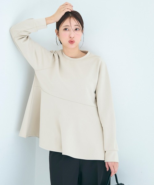 coca(coca)(コカ)の「スムースペプラムプルオーバー| セレモニー オフィス ママスーツ フォーマルウェア スーツ 卒業式(Tシャツ/カットソー・レディース・ブラック/ライトベージュ・L/M/S)」の6枚目の写真