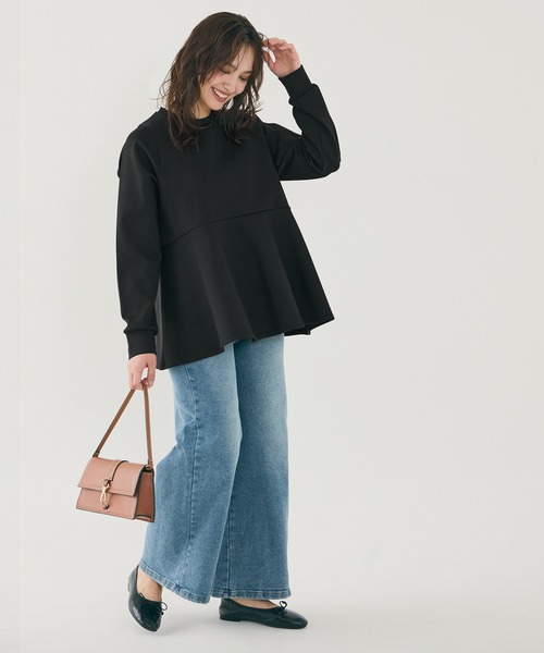 coca(coca)(コカ)の「スムースペプラムプルオーバー| セレモニー オフィス ママスーツ フォーマルウェア スーツ 卒業式(Tシャツ/カットソー・レディース・ブラック/ライトベージュ・L/M/S)」の13枚目の写真