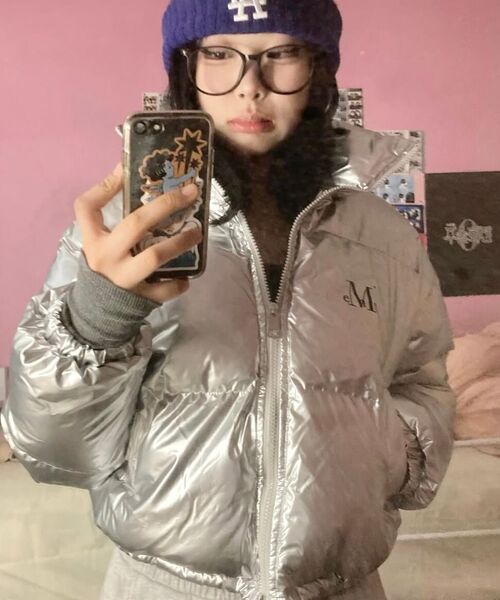 MUCENT(ムセント)の「フェイブハイネックグロシークロップパディング (3カラー)(ダウンジャケット/コート・レディース・PINK/グレー/ブラック・SMALL)」の11枚目の写真