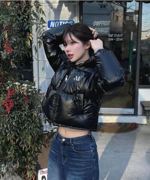 MUCENT(ムセント)の「フェイブハイネックグロシークロップパディング (3カラー)(ダウンジャケット/コート・レディース・PINK/グレー/ブラック・SMALL)」の18枚目の写真