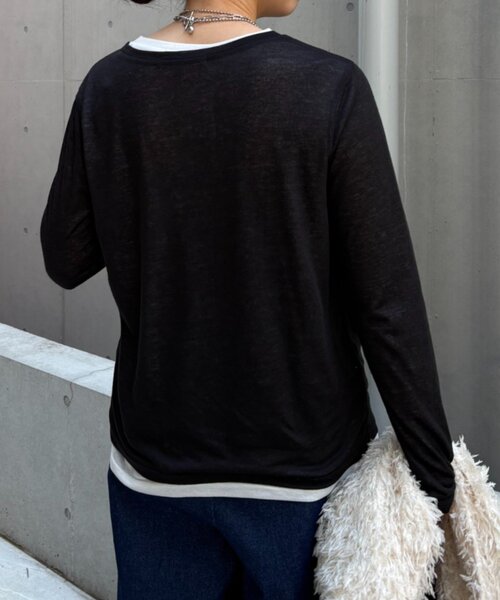 Jena espace merveilleux(ジェナ エスパスメルヴェイユ)の「【2点セット/春まで着れる】2セットシアーロンT(Tシャツ/カットソー・レディース・ブラック/ピンク/ライトグレー・FREE)」の8枚目の写真