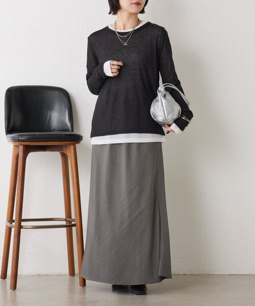 Jena espace merveilleux(ジェナ エスパスメルヴェイユ)の「【2点セット/春まで着れる】2セットシアーロンT(Tシャツ/カットソー・レディース・ブラック/ピンク/ライトグレー・FREE)」の9枚目の写真