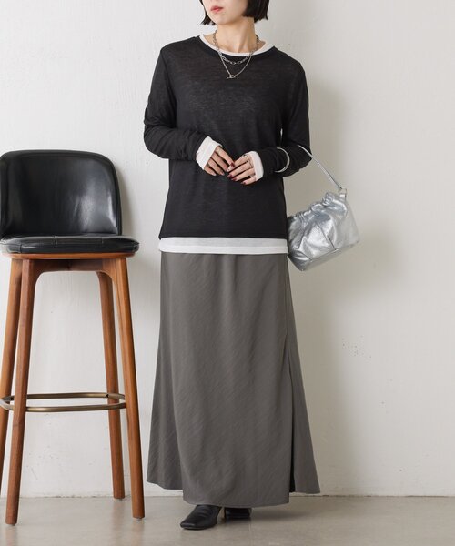 Jena espace merveilleux(ジェナ エスパスメルヴェイユ)の「【2点セット/春まで着れる】2セットシアーロンT(Tシャツ/カットソー・レディース・ブラック/ピンク/ライトグレー・FREE)」の10枚目の写真