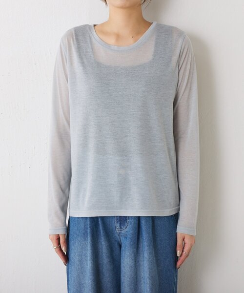 Jena espace merveilleux(ジェナ エスパスメルヴェイユ)の「【2点セット/春まで着れる】2セットシアーロンT(Tシャツ/カットソー・レディース・ブラック/ピンク/ライトグレー・FREE)」の13枚目の写真