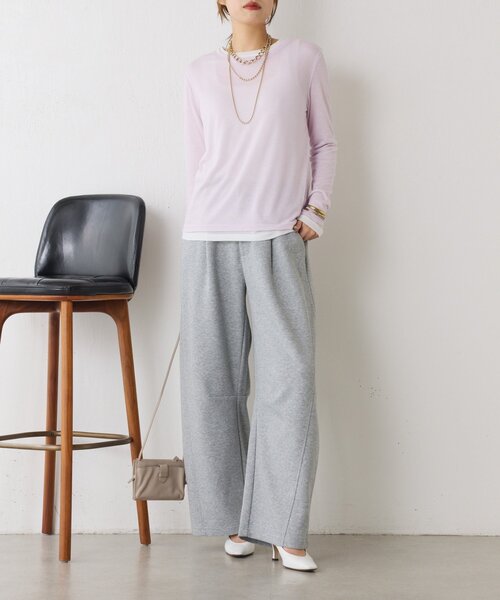 Jena espace merveilleux(ジェナ エスパスメルヴェイユ)の「【2点セット/春まで着れる】2セットシアーロンT(Tシャツ/カットソー・レディース・ブラック/ピンク/ライトグレー・FREE)」の14枚目の写真