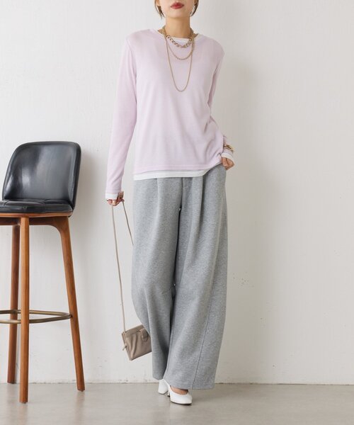 Jena espace merveilleux(ジェナ エスパスメルヴェイユ)の「【2点セット/春まで着れる】2セットシアーロンT(Tシャツ/カットソー・レディース・ブラック/ピンク/ライトグレー・FREE)」の15枚目の写真