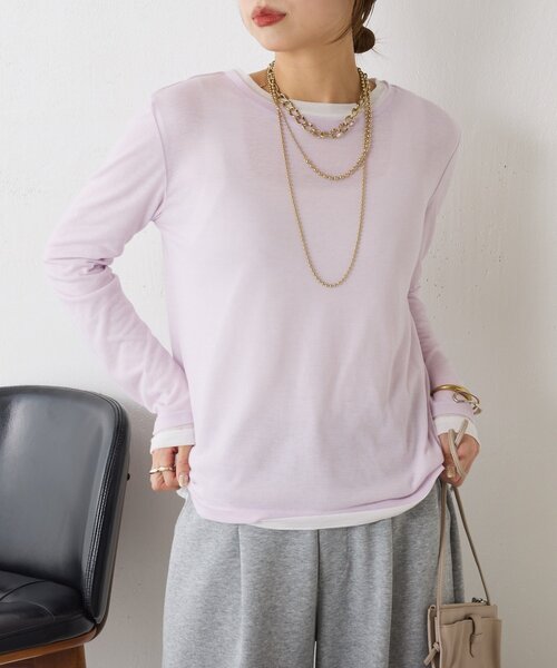 Jena espace merveilleux(ジェナ エスパスメルヴェイユ)の「【2点セット/春まで着れる】2セットシアーロンT(Tシャツ/カットソー・レディース・ブラック/ピンク/ライトグレー・FREE)」の20枚目の写真
