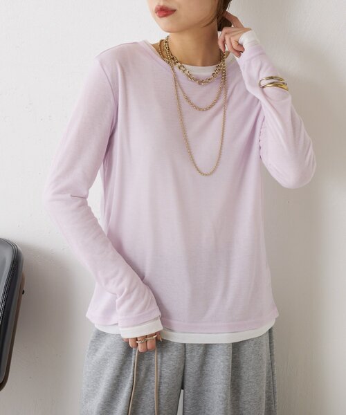 Jena espace merveilleux(ジェナ エスパスメルヴェイユ)の「【2点セット/春まで着れる】2セットシアーロンT(Tシャツ/カットソー・レディース・ブラック/ピンク/ライトグレー・FREE)」の21枚目の写真
