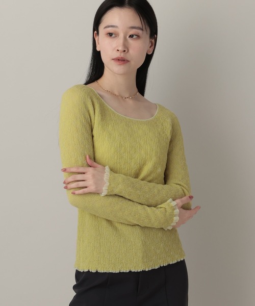 A part by（アパートバイ）の「レースニットプルオーバー（Tシャツ/カットソー・レディース・イエロー系その他2/オフホワイト/ブルー系その他2/ブラック・FREE）」の4枚目の写真