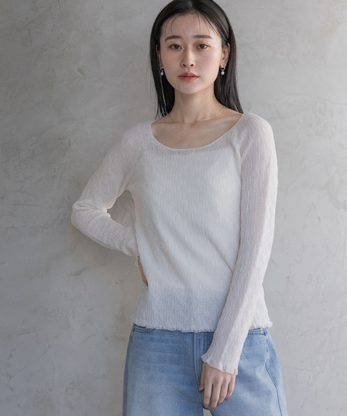 A part by（アパートバイ）の「レースニットプルオーバー（Tシャツ/カットソー・レディース・イエロー系その他2/オフホワイト/ブルー系その他2/ブラック・FREE）」の7枚目の写真