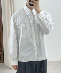 EULER（ユーラ）の「ラインクロップストライプシャツ - ホワイト/ブラック（シャツ/ブラウス）」