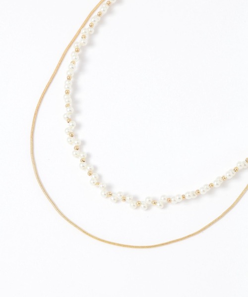 GLOBAL WORK（グローバルワーク）の「華奢パール二連ネックレス/637730（ネックレス・レディース・シルバー/ゴールド・FREE）」の2枚目の写真