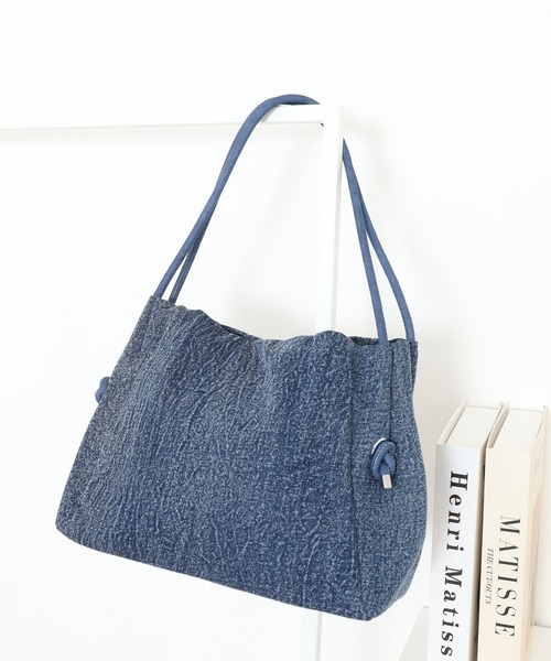 crossi(クロッシー)の「ヴィンテージ風デニムトートバッグ゙(トートバッグ・レディース・ブラック/ブルー/ネイビー・F)」の2枚目の写真