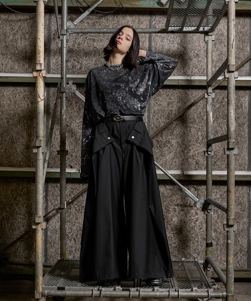 ERAR（エラー）の「【ERAR】【セットアップ対応】ダブルサイズアジャストフロントワイドスラックスパンツ（スラックス・メンズ・ブラック・S/M/L/XL）」の12枚目の写真