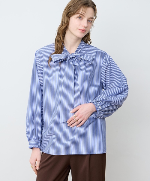 LE SOUK HOLIDAY(ルスークホリデー)の「ストライプボウタイブラウス(シャツ/ブラウス・レディース・ピンク/サックスブルー・M/L)」の10枚目の写真