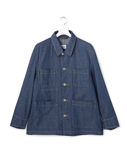 J.PRESS YORK STREET(ジェイプレスヨークストリート)の「【UNISEX】ライトオンス デニムカバーオール(デニムジャケット・メンズ・ダルブルー系/ネイビー系・SMALL/MEDIUM/LARGE)」の2枚目の写真