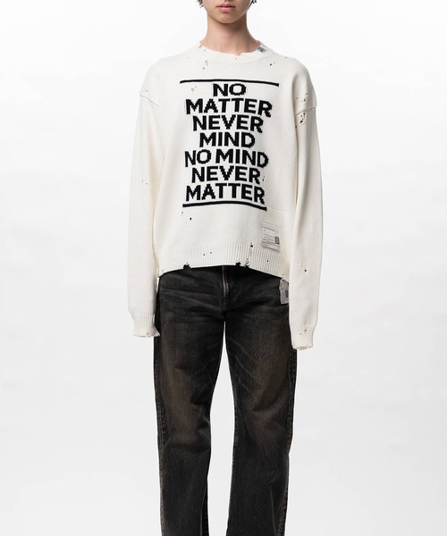 Maison MIHARA YASUHIRO（メゾンミハラヤスヒロ）の「【MIHARAYASUHIRO/ミハラヤスヒロ】LETTERED KNIT PULLOVER（ニット/セーター・メンズ・ブラック/ブルー/ホワイト・44/48/46）」の7枚目の写真