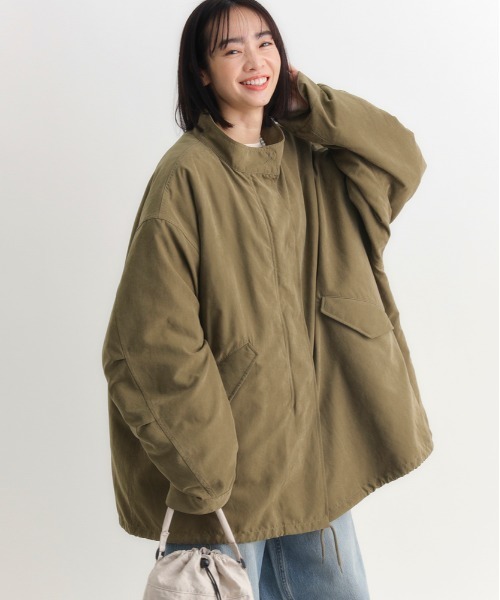 Right-on（ライトオン）の「【HONEYSUCKLE ROSE】モッズショートコート (ライナー取り外し / オーバーサイズ / ヴィンテージフェード)（モッズコート・レディース・ブラック/カーキブラウン・S/M/L）」の3枚目の写真