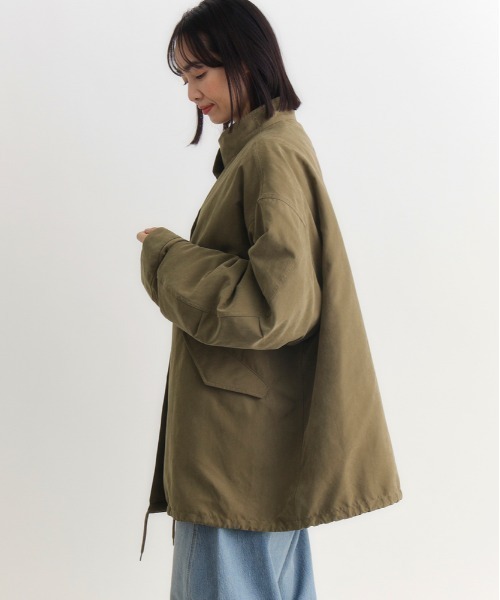 Right-on（ライトオン）の「【HONEYSUCKLE ROSE】モッズショートコート (ライナー取り外し / オーバーサイズ / ヴィンテージフェード)（モッズコート・レディース・ブラック/カーキブラウン・S/M/L）」の4枚目の写真