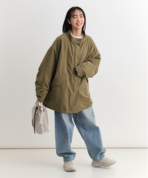 Right-on（ライトオン）の「【HONEYSUCKLE ROSE】モッズショートコート (ライナー取り外し / オーバーサイズ / ヴィンテージフェード)（モッズコート・レディース・ブラック/カーキブラウン・S/M/L）」の6枚目の写真