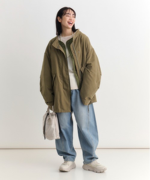 Right-on（ライトオン）の「【HONEYSUCKLE ROSE】モッズショートコート (ライナー取り外し / オーバーサイズ / ヴィンテージフェード)（モッズコート・レディース・ブラック/カーキブラウン・S/M/L）」の7枚目の写真