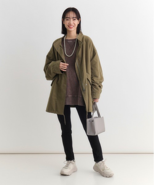 Right-on（ライトオン）の「【HONEYSUCKLE ROSE】モッズショートコート (ライナー取り外し / オーバーサイズ / ヴィンテージフェード)（モッズコート・レディース・ブラック/カーキブラウン・S/M/L）」の14枚目の写真