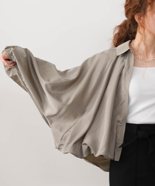 aquagarage（アクアガレージ）の「サテンドルマンブルゾン（その他アウター・レディース・アイボリー/カーキ/ブラック・M）」の10枚目の写真