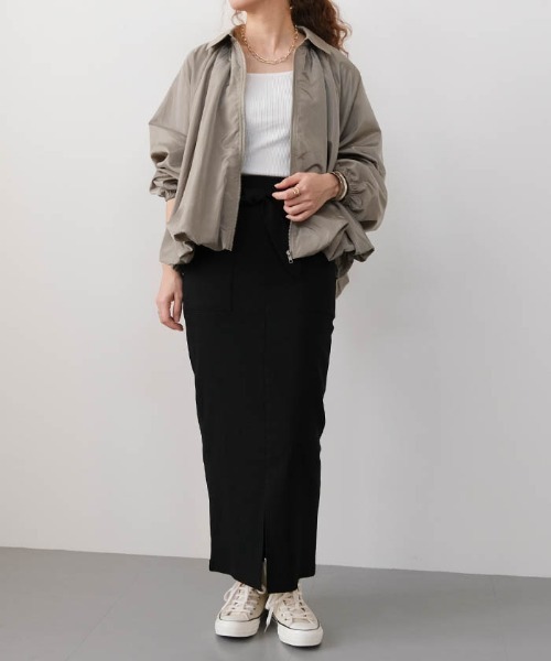 aquagarage（アクアガレージ）の「サテンドルマンブルゾン（その他アウター・レディース・アイボリー/カーキ/ブラック・M）」の9枚目の写真