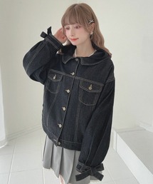 an another angelus（アンアナザーアンジェラス）の「袖口リボンデニムジャケット/fint フィント（デニムジャケット）」