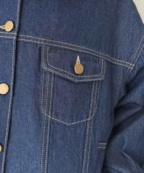 F i.n.t（フィント）の「袖口リボンデニムジャケット/fint フィント（デニムジャケット・レディース・ブラック/インディゴブルー・FREE）」の5枚目の写真