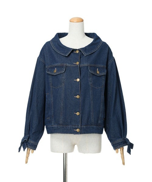 F i.n.t（フィント）の「袖口リボンデニムジャケット/fint フィント（デニムジャケット・レディース・ブラック/インディゴブルー・FREE）」の11枚目の写真