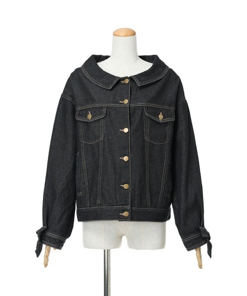 F i.n.t（フィント）の「袖口リボンデニムジャケット/fint フィント（デニムジャケット・レディース・ブラック/インディゴブルー・FREE）」の12枚目の写真