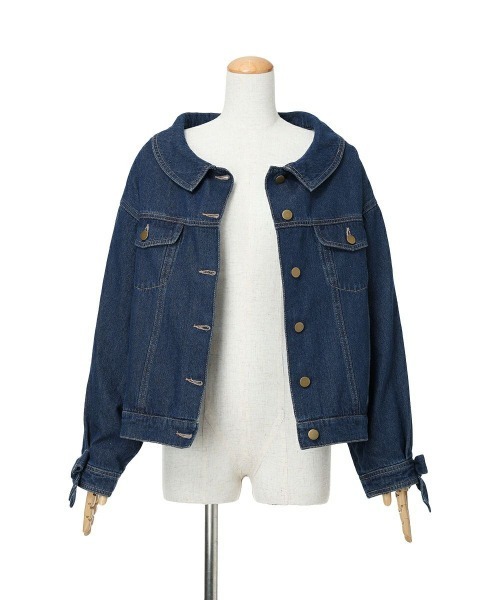 F i.n.t（フィント）の「袖口リボンデニムジャケット/fint フィント（デニムジャケット・レディース・ブラック/インディゴブルー・FREE）」の13枚目の写真