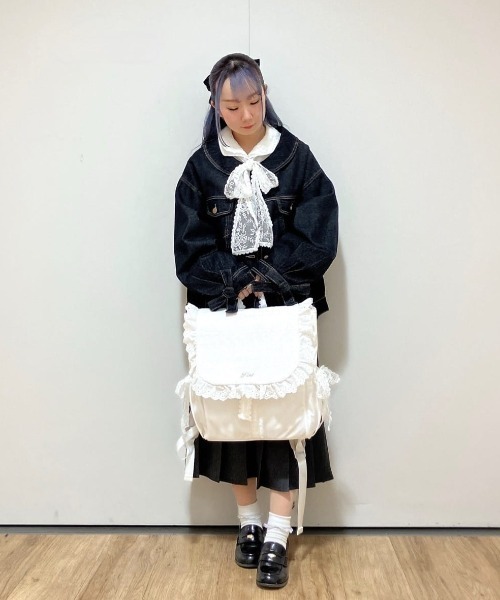 F i.n.t（フィント）の「袖口リボンデニムジャケット/fint フィント（デニムジャケット・レディース・ブラック/インディゴブルー・FREE）」の14枚目の写真