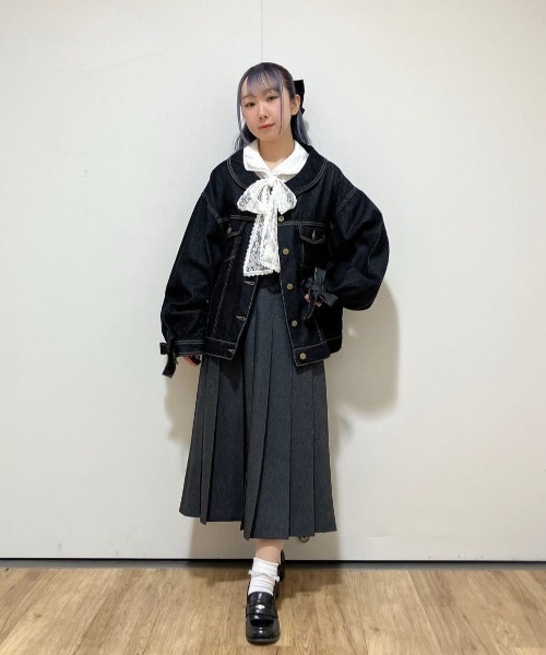 F i.n.t（フィント）の「袖口リボンデニムジャケット/fint フィント（デニムジャケット・レディース・ブラック/インディゴブルー・FREE）」の17枚目の写真