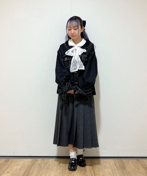 F i.n.t（フィント）の「袖口リボンデニムジャケット/fint フィント（デニムジャケット・レディース・ブラック/インディゴブルー・FREE）」の18枚目の写真