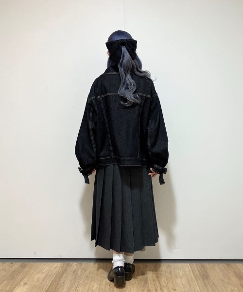 F i.n.t（フィント）の「袖口リボンデニムジャケット/fint フィント（デニムジャケット・レディース・ブラック/インディゴブルー・FREE）」の19枚目の写真
