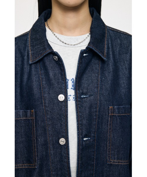 MOUSSY(マウジー)の「【26年SS新作】TENCEL(TM) DENIM カバーオール(デニムジャケット・レディース・ブルー/ワンウォッシュ・FREE)」の9枚目の写真