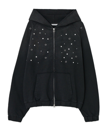 Hotfix Washed Raglan Zip Hoodie [Black]