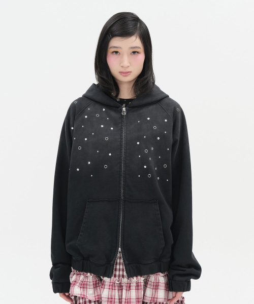 TYPESERVICE（タイプサービス）の「Hotfix Washed Raglan Zip Hoodie [Black]（パーカー・レディース・その他・FREE）」の2枚目の写真