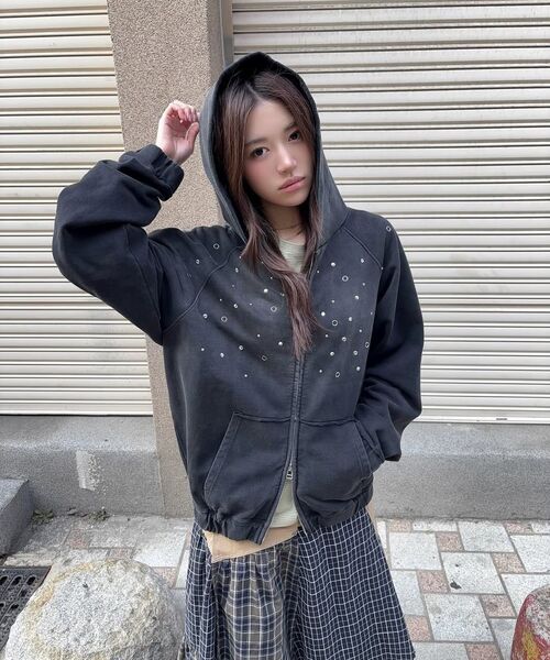 TYPESERVICE（タイプサービス）の「Hotfix Washed Raglan Zip Hoodie [Black]（パーカー・レディース・その他・FREE）」の7枚目の写真