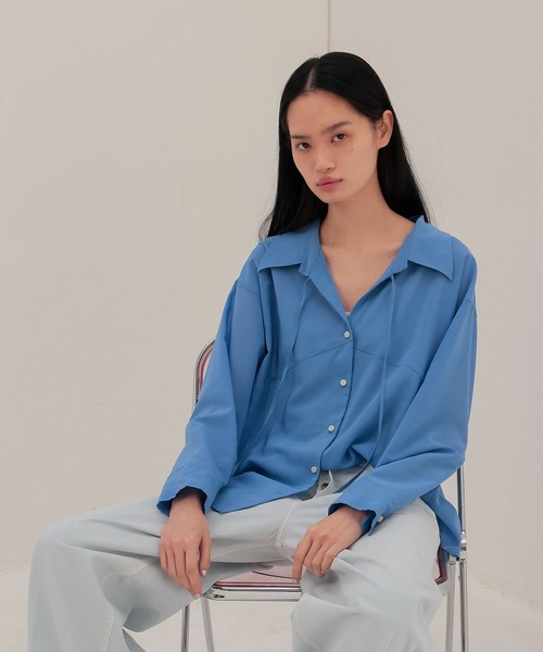 DRESSLAVE（ドレスレイブ）の「sheer gas voile shirt(シアーガスボイルシャツ)（シャツ/ブラウス・レディース・ホワイト/ブルー・38）」の2枚目の写真