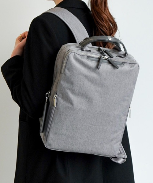 ace.（エース）の「ビジネスリュック フィッテムヘザー 12L A4サイズ 13.3インチPC メランジ素材 20111（ビジネスバッグ・レディース・ブラック/グレー・FREE）」の2枚目の写真