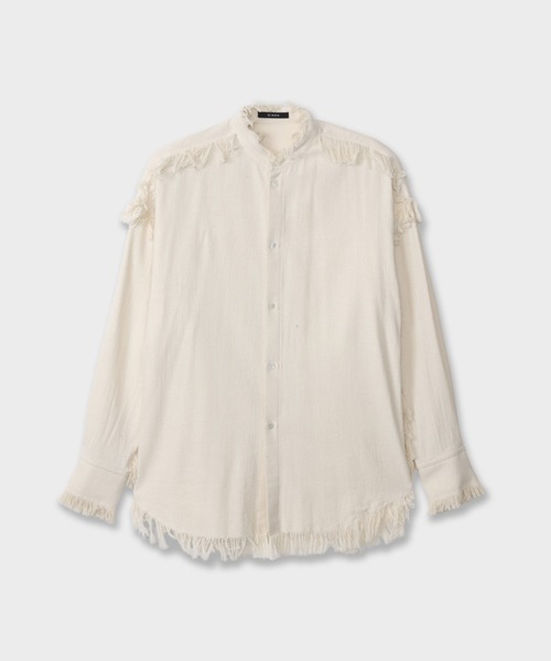 CINOH（チノ）の「フリンジシャツ（シャツ/ブラウス・メンズ・ネイビー/アイボリー・46）」の2枚目の写真