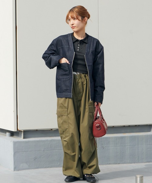 Garance et VioLette(ギャランスエトヴィオレット)の「Garance et VioLette/ギャランスエトヴィオレット ジーンズブルゾン Vネックジャケット 秋 秋服 2026年秋冬 冬服(ブルゾン・レディース・ホワイト/ネイビー・1/2)」の12枚目の写真