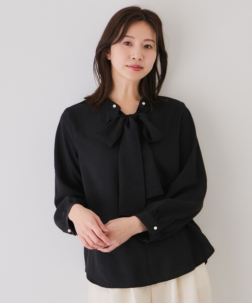 Jayro(ジャイロ)の「取り外しタイ付きブラウス(シャツ/ブラウス・レディース・ブラック/ホワイト系その他2・M)」の3枚目の写真